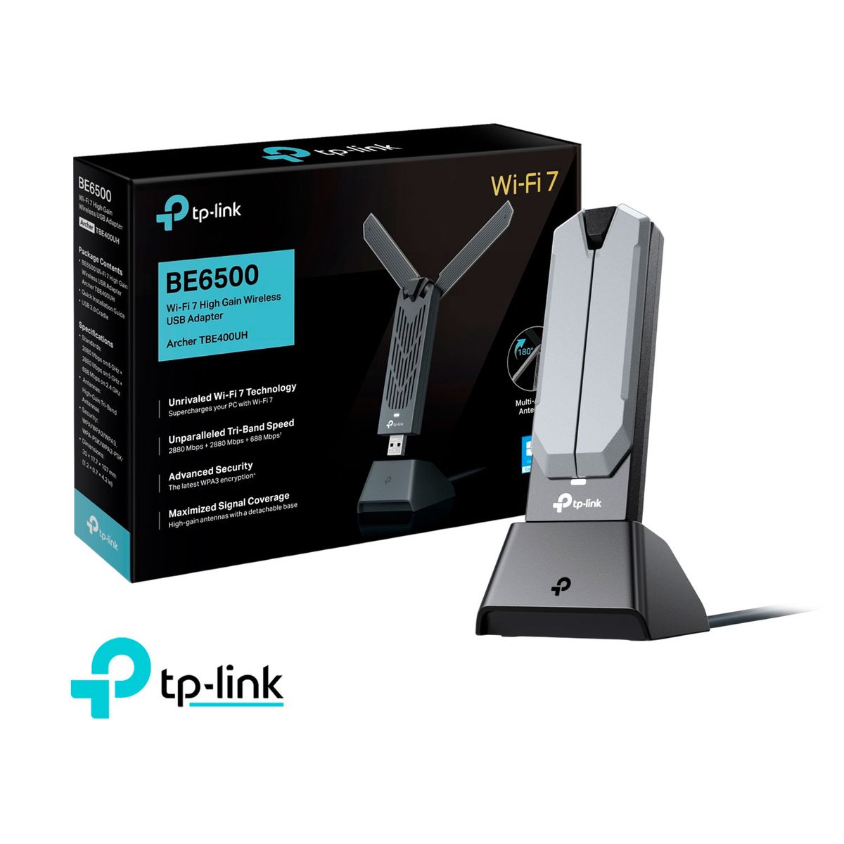 TP LINK - Archer TBE400UH BE6500 Wi-Fi 7 Adaptador USB Inalámbrico Triple Banda