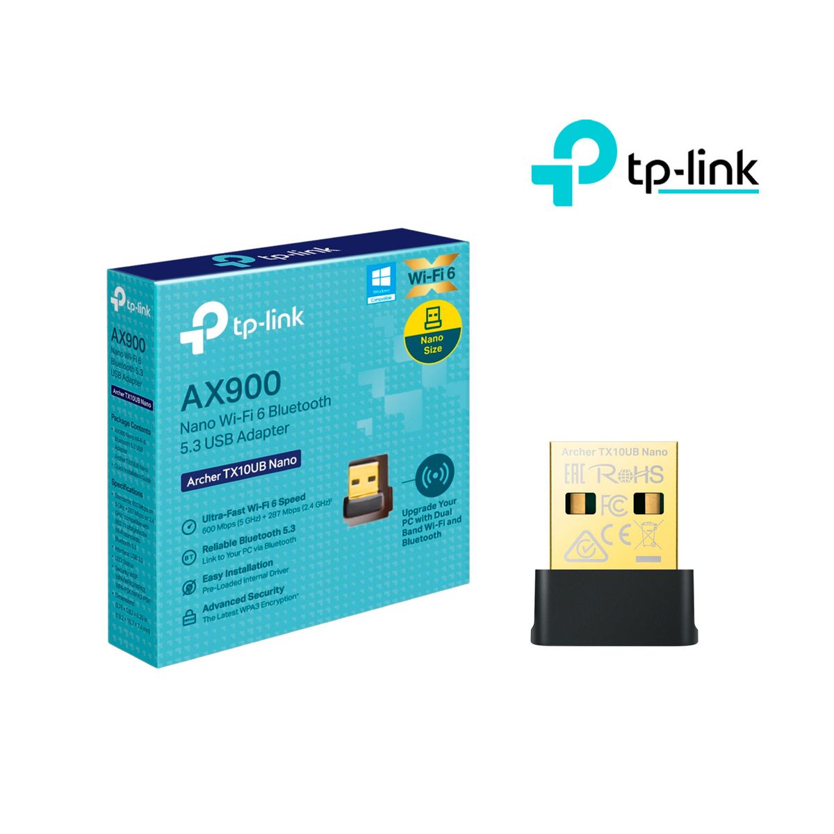 TP LINK - TP-LINK Archer TX10UB Nano AX900 Wi-Fi 6 Bluetooth 5.3 Adaptador USB