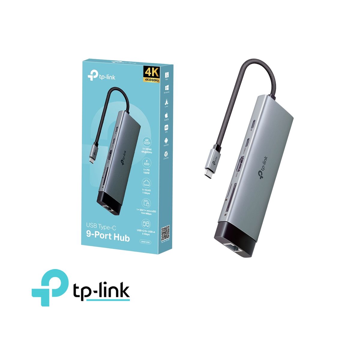 TP LINK - TP-LINK UH9120C Adaptador Hub USB Tipo C 9 puertos en 1