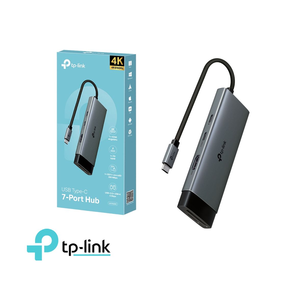TP LINK - TP-LINK UH7020C Adaptador Hub USB Tipo C 7 puertos en 1