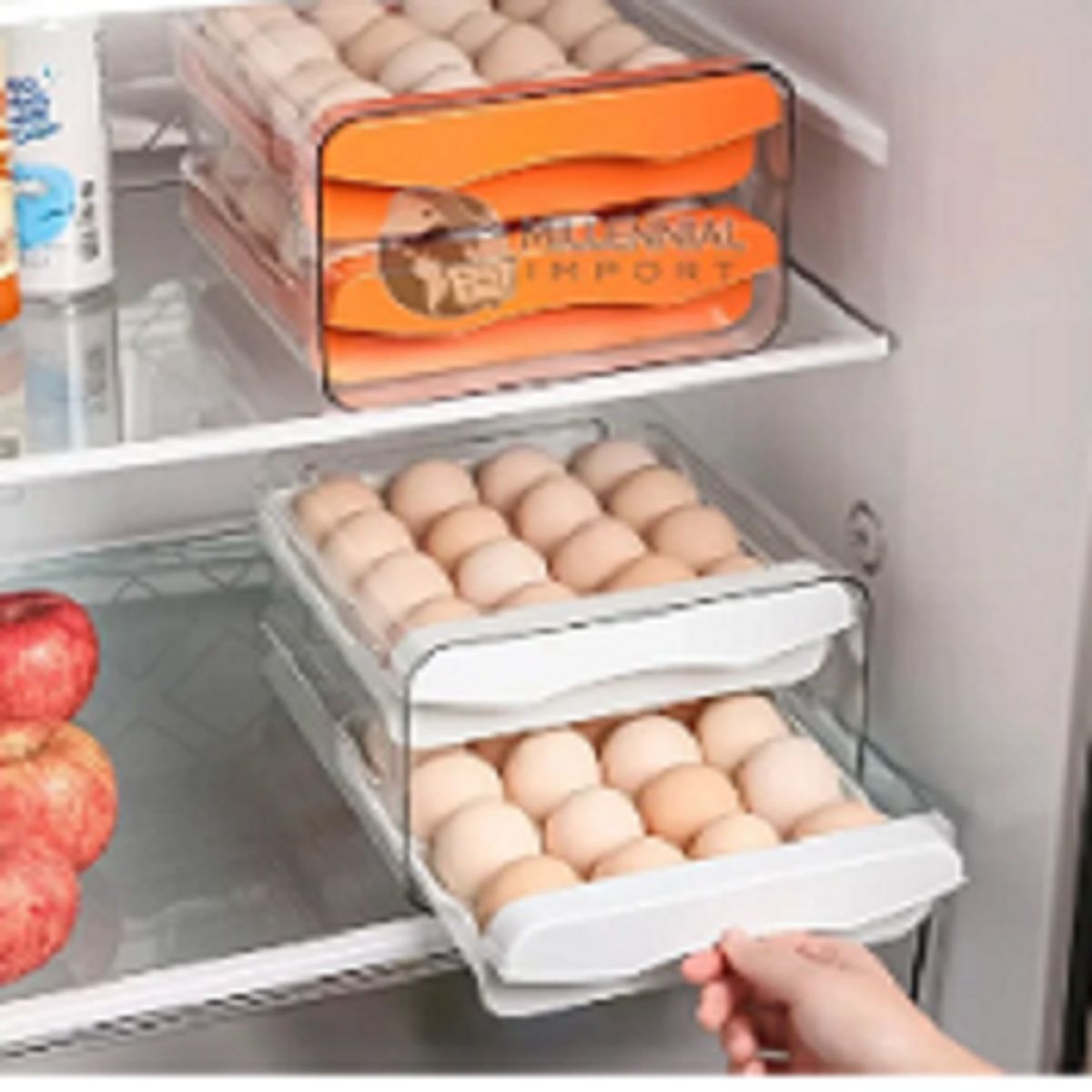 GENERICO - Organizador Contenedor Porta Huevos De Acrílico Blanco