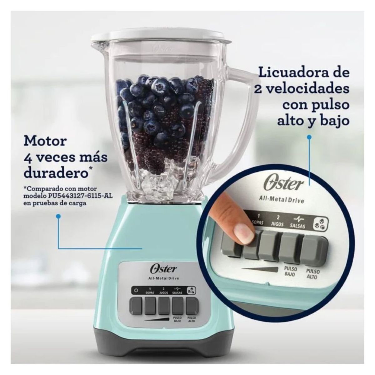 OSTER - Licuadora Oster® 2 velocidades más pulso y vaso de vidrio BLSTKAGVPB