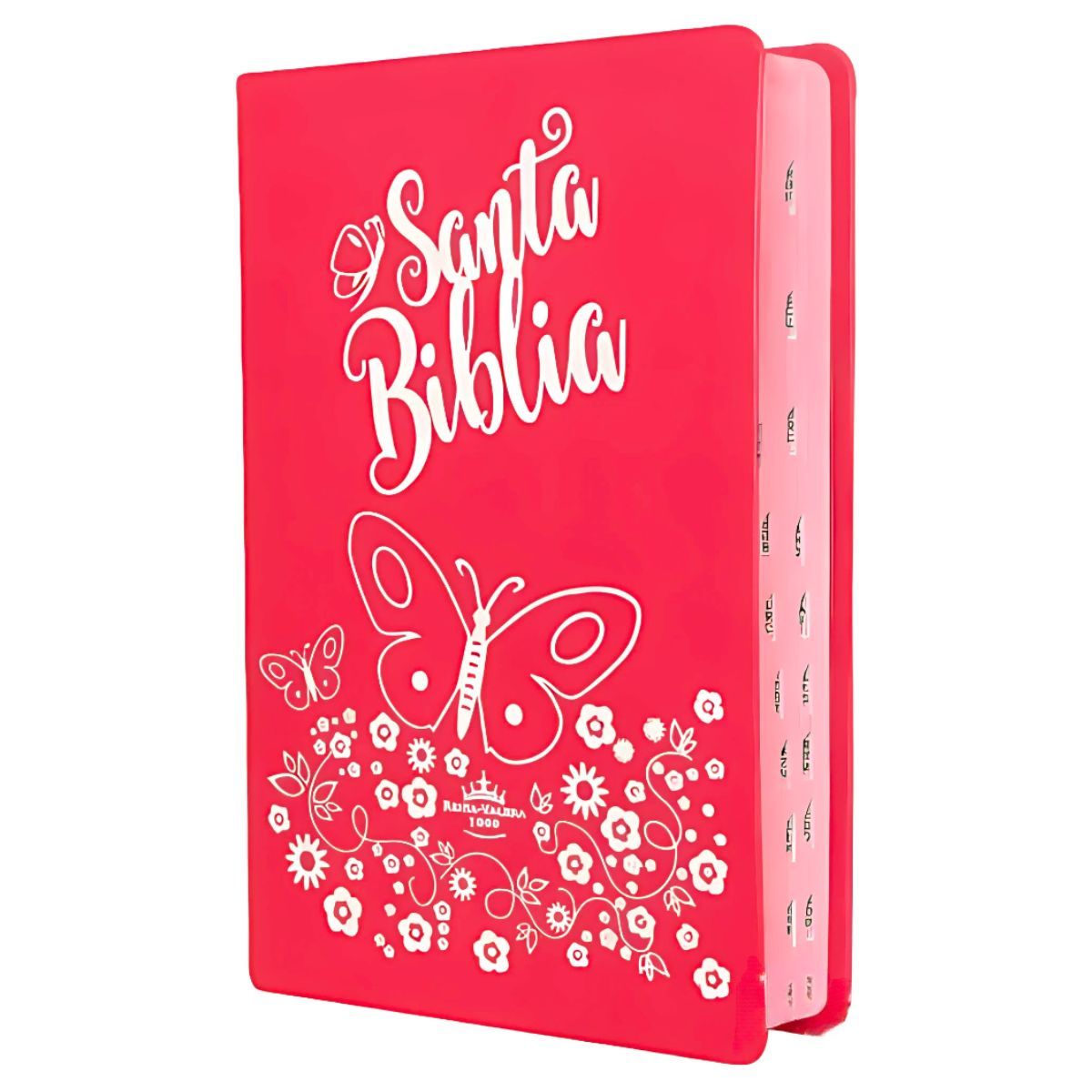 GENERICO - Biblia Rosada con mariposas plateadas