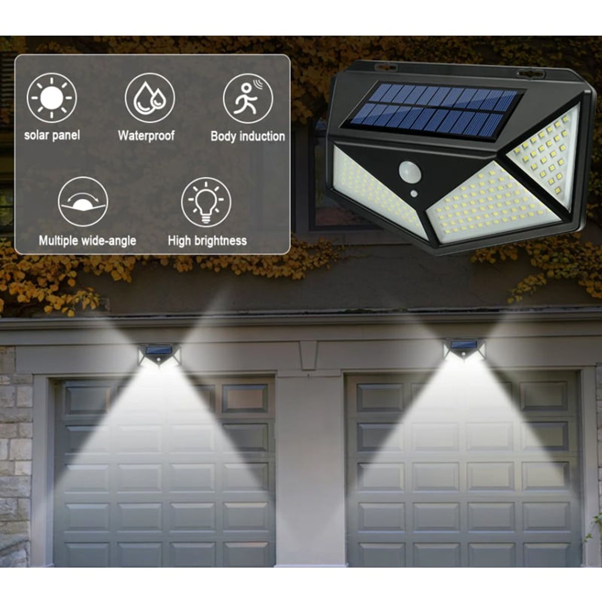 OEM - Pack 02 Lampara Solar con Sensor de Oscuridad y Movimiento Luz 100 LED