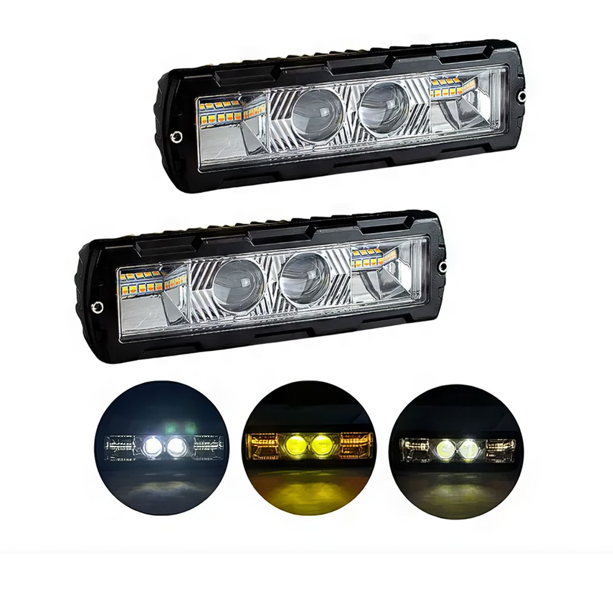 GENERICO - Faro Led Lupa Luz Blanca + Amarillo + Dual par