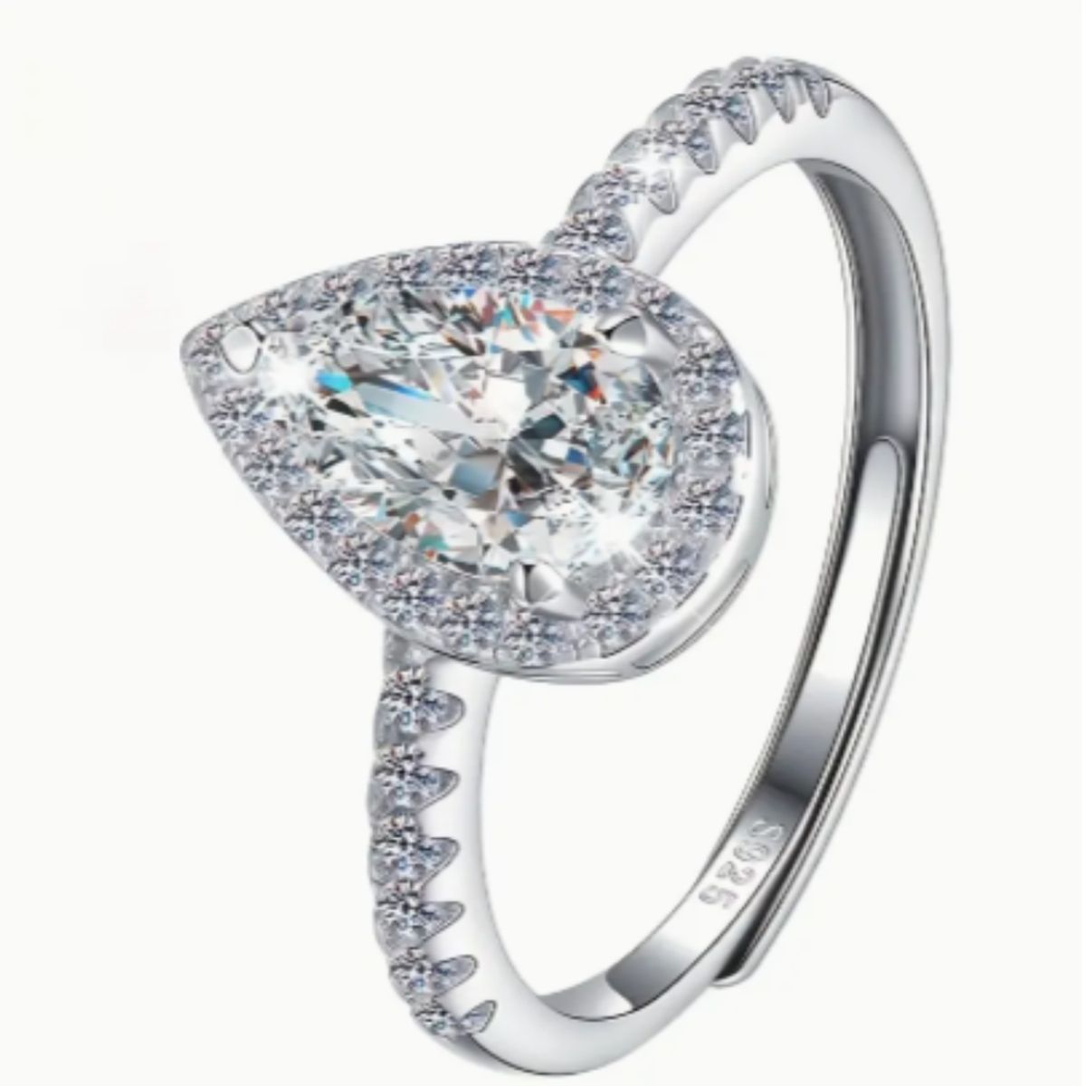 GENERICO - Anillo Ajustable “Lágrima de Luz”  Brillo que inspira