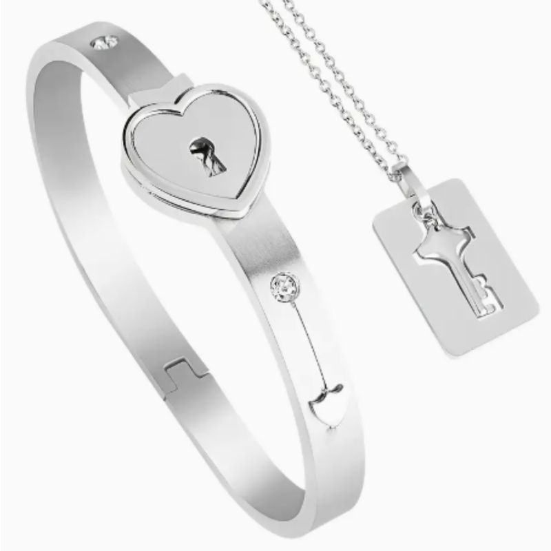 GENERICO - Conjunto de Pulsera y Collar para Pareja “Llave de mi Corazón”