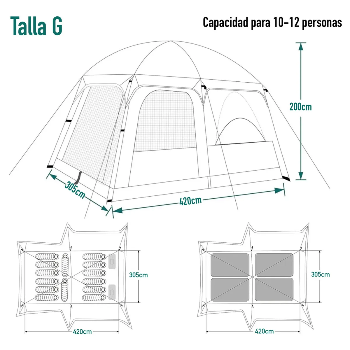 AFVENTURA - Tienda De Campaña Tienda Familiar 10-12 Personas Impermeable