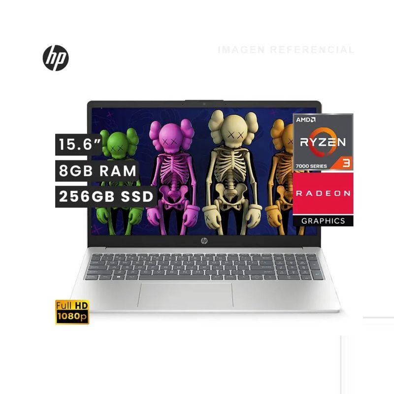 HP - Laptop HP 15-FC0005LA AMD Ryzen 3-7320U 8GB RAM 256GB SSD 156 FHD Natural Silver Free Dos