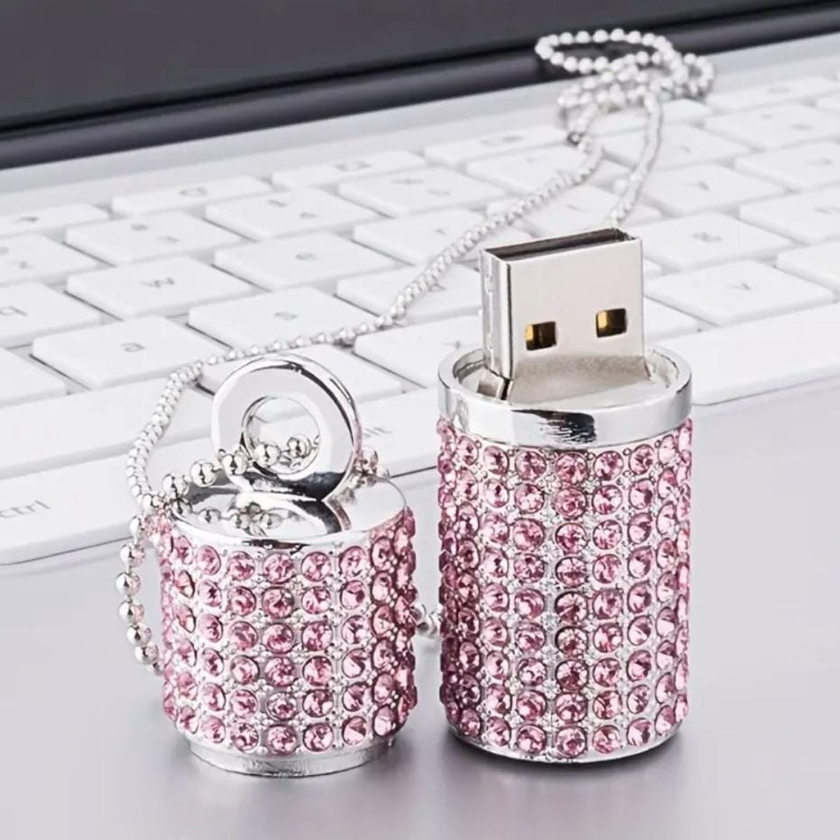 GENERICO - Memoria USB 128GB Cristales Rosado