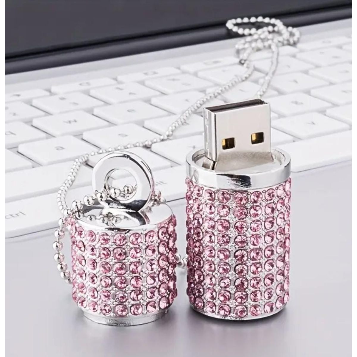 GENERICO - Memoria USB 128GB Cristales Rosado