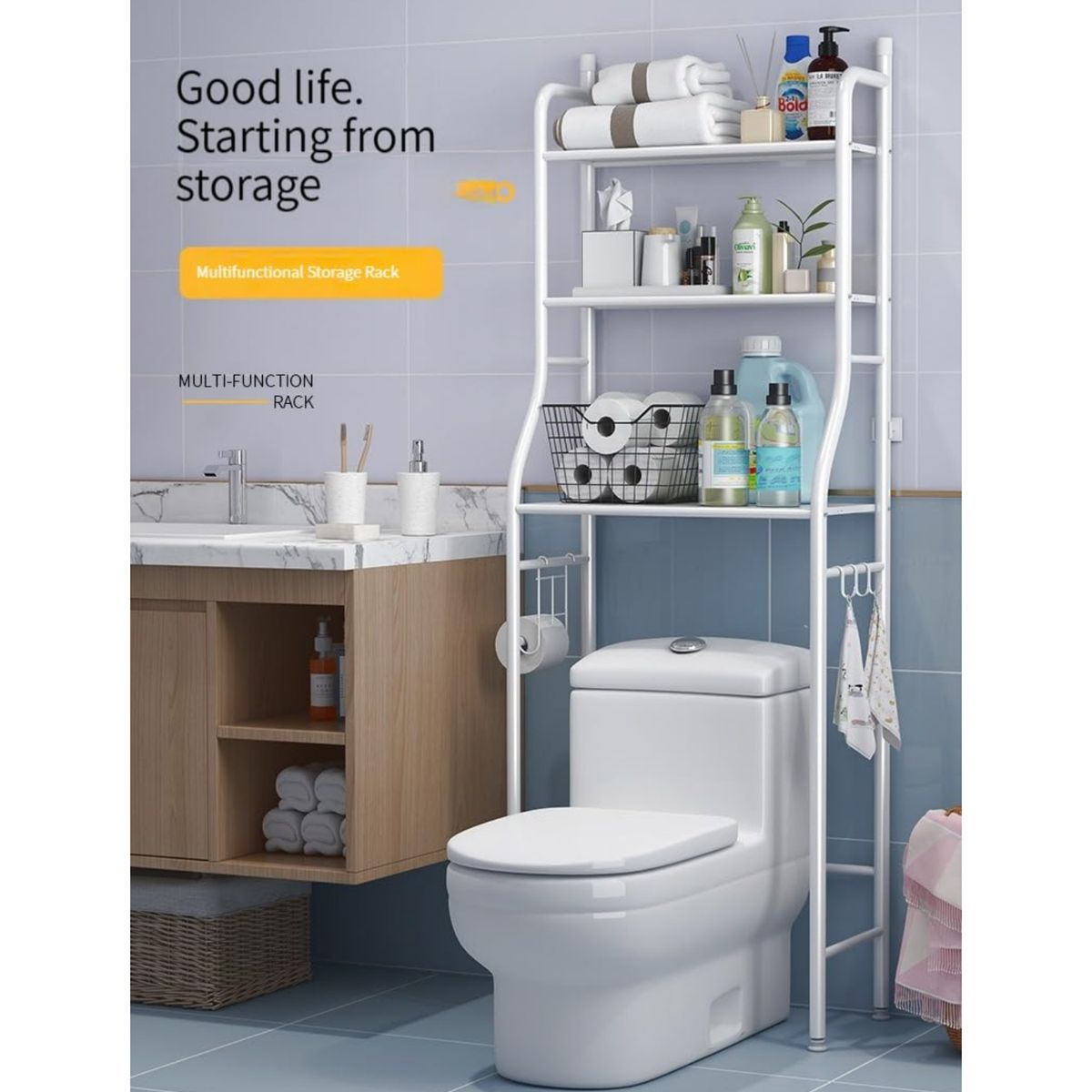 GENERICO - Estante de baño sobre inodoro de 3 niveles