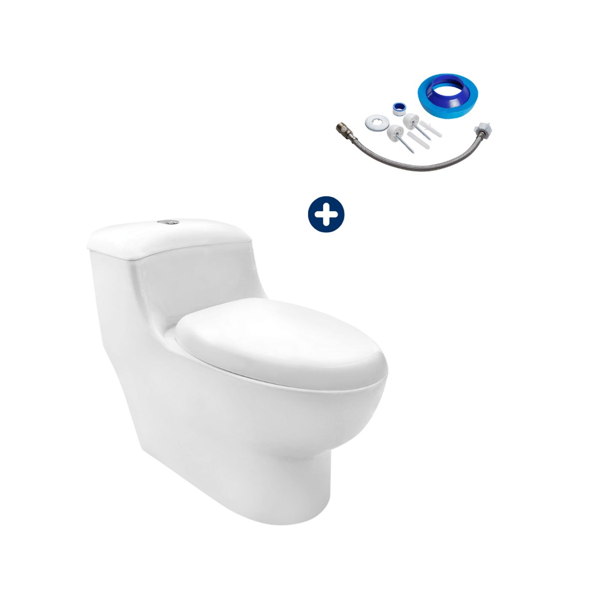 VAINSA - Combo Inodoro One Piece Capri con Kit de instalación Vainsa
