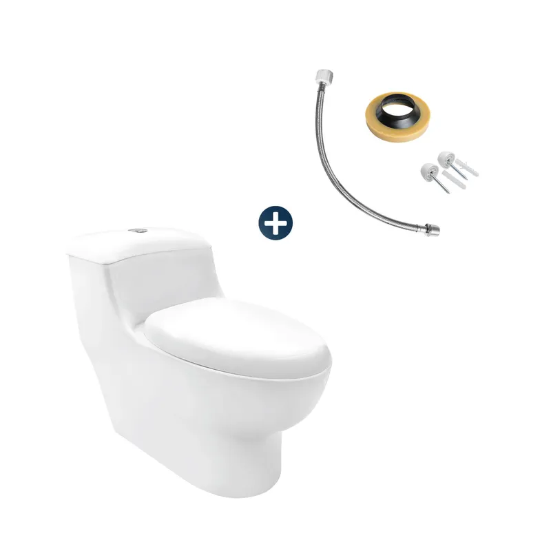 VAINSA - Combo Inodoro One Piece Capri con Kit de instalación Vainsa