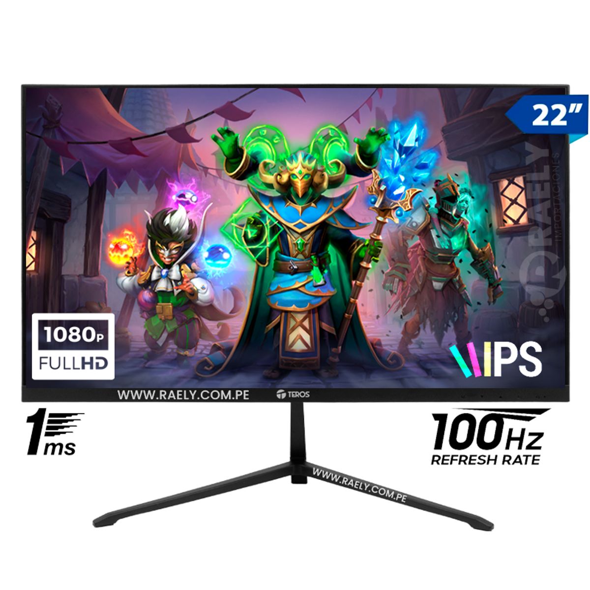 TEROS GAMING - Monitor Gamer Teros TE-2128S 21.5 100HZ 1MS IPS FHD HDMI VGA FREESYNC
