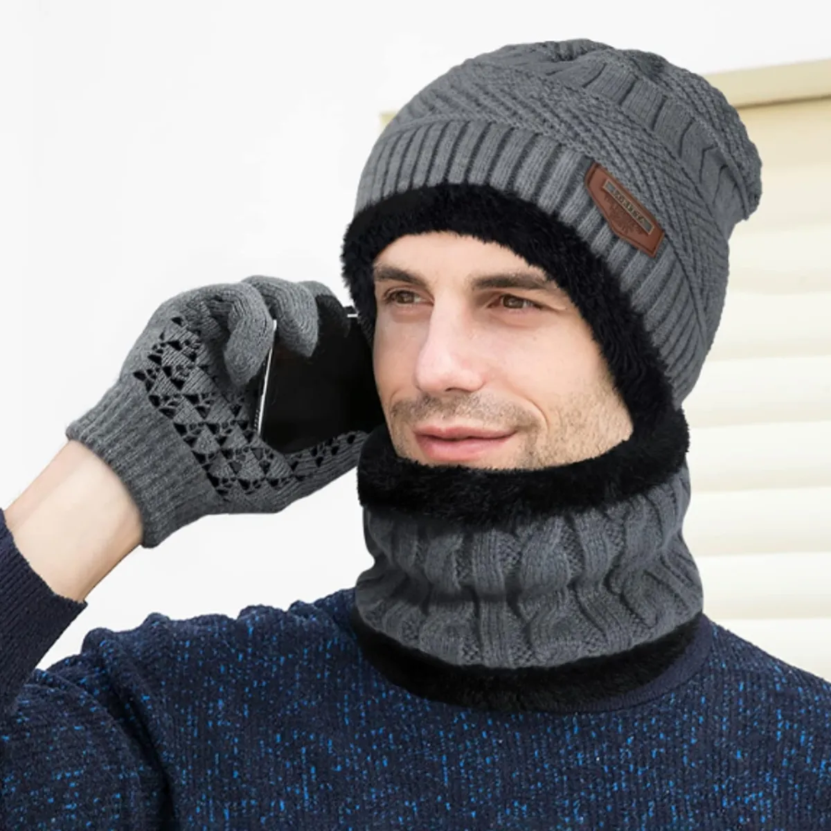 GENERICO - Conjuntos Gorro con Cuellera Unisex con Forro de Peluche Antialérgico