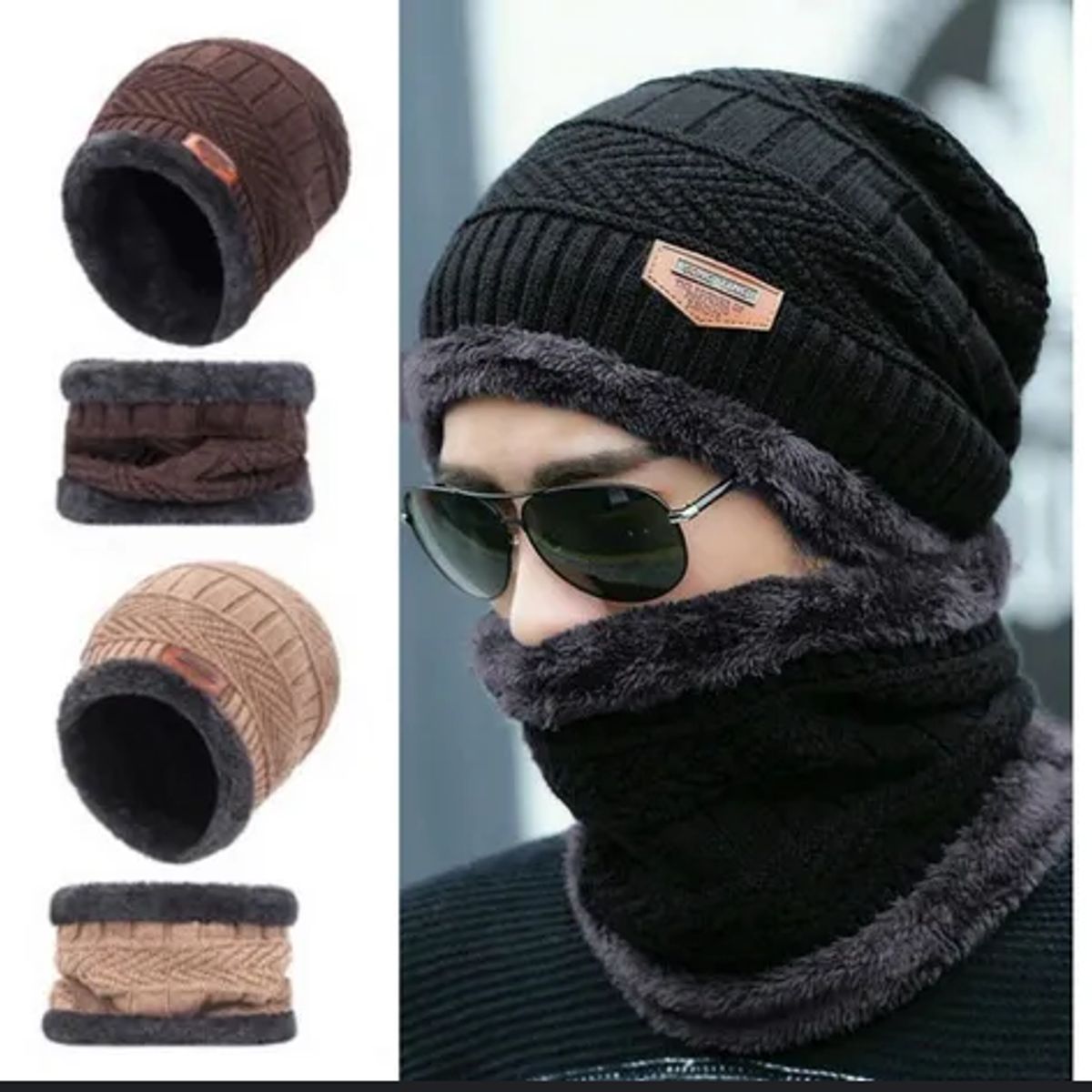 GENERICO - Conjuntos Gorro con Cuellera Unisex con Forro de Peluche Antialérgico