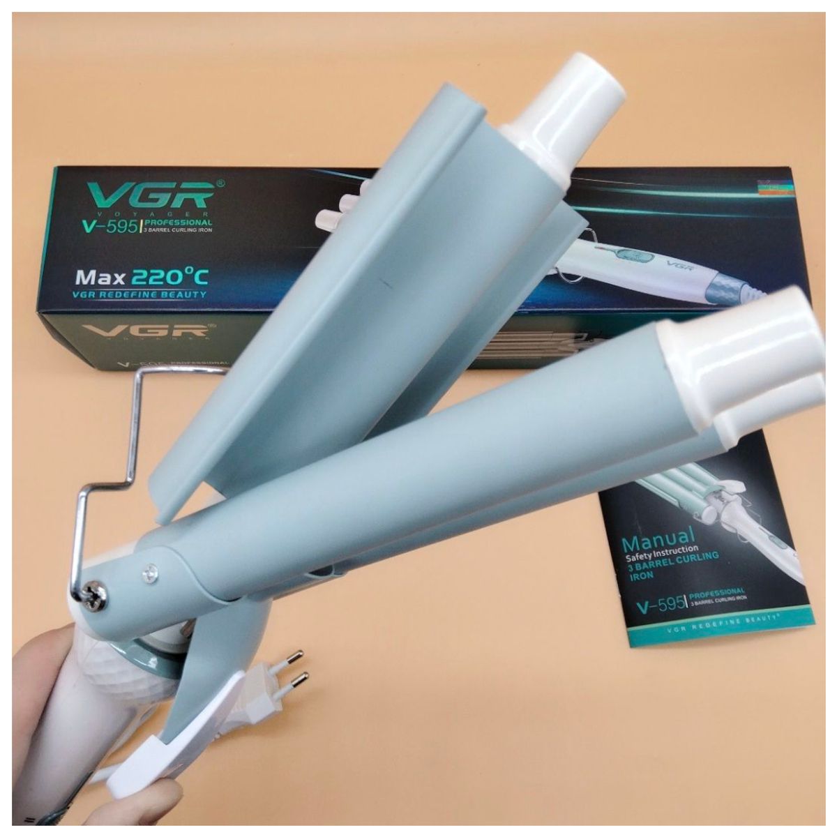 GENERICO - VGR-Rizador profesional de pelo con alta temperatura de 3 tubos