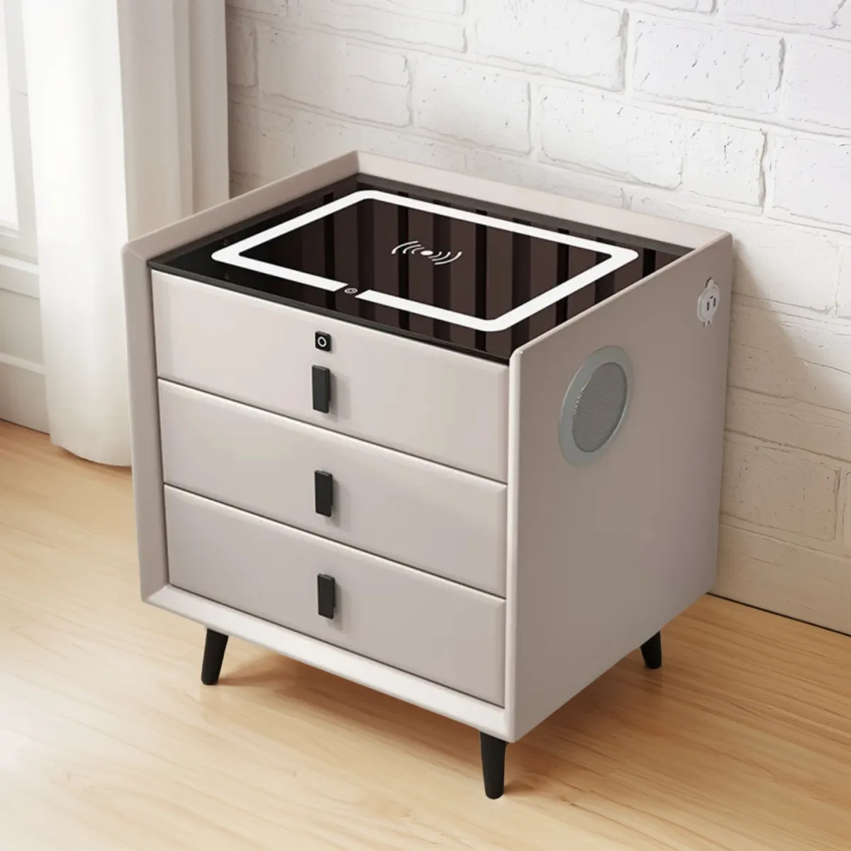 ANYHOGAR - Velador Carga Inalámbrica Parlante Y Luz Inteligente Huella