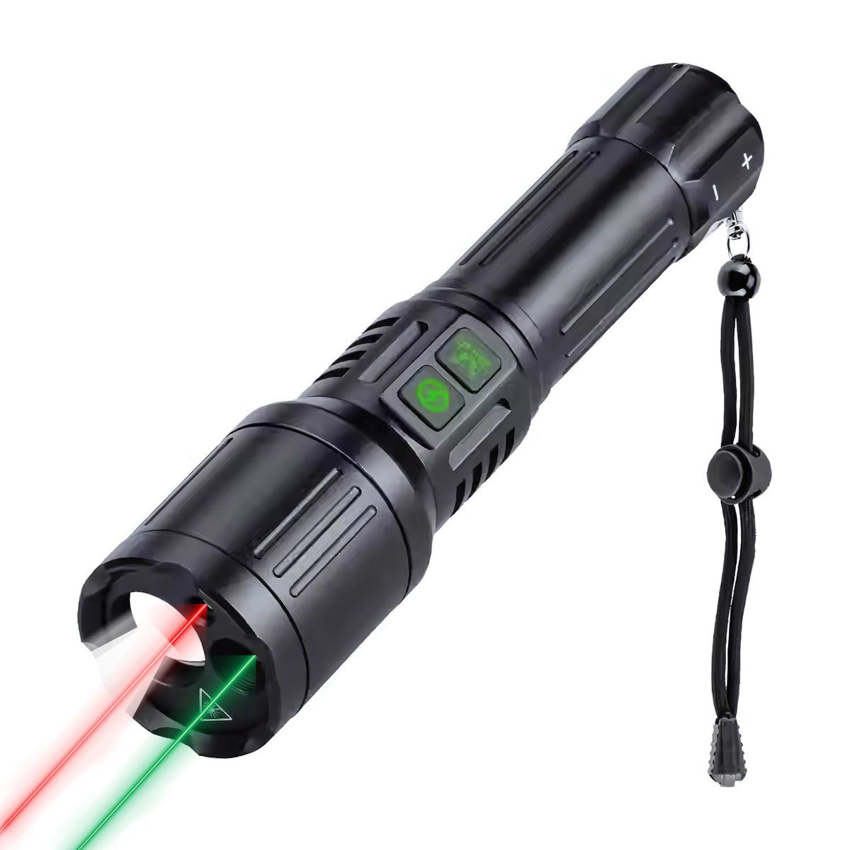 LIDIMI - Linterna táctica recargable con láser verde y rojo Zoom ajustable