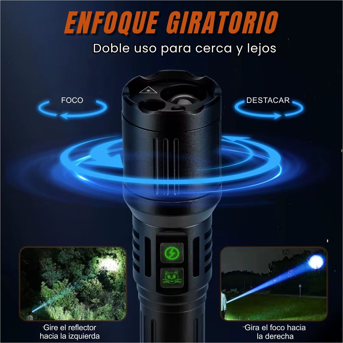 LIDIMI - Linterna táctica recargable con láser verde y rojo Zoom ajustable