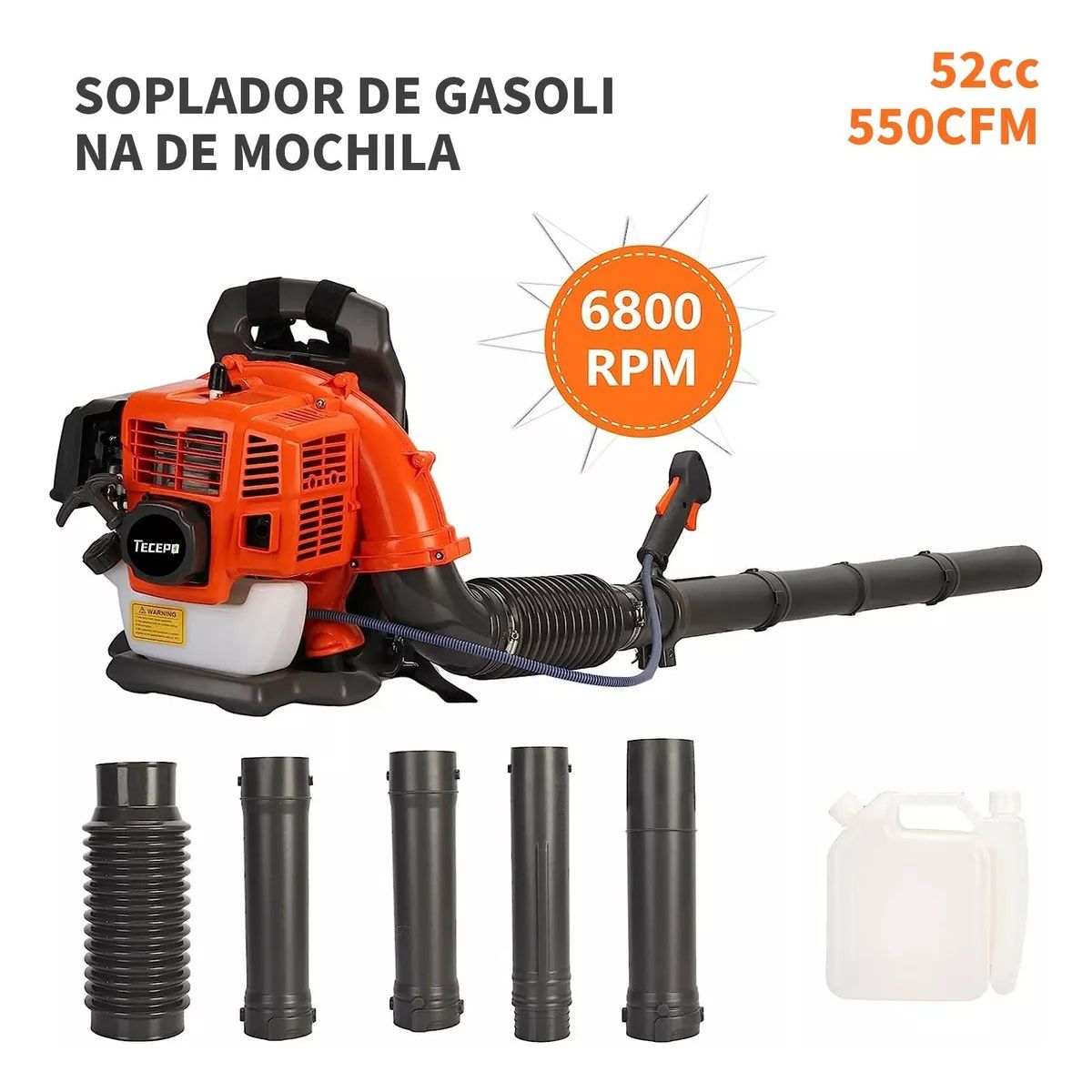 QUICK - Sopladora Motor Gasolina 2t Mochila 550 Cfm 6800 Rpm 52 Cc