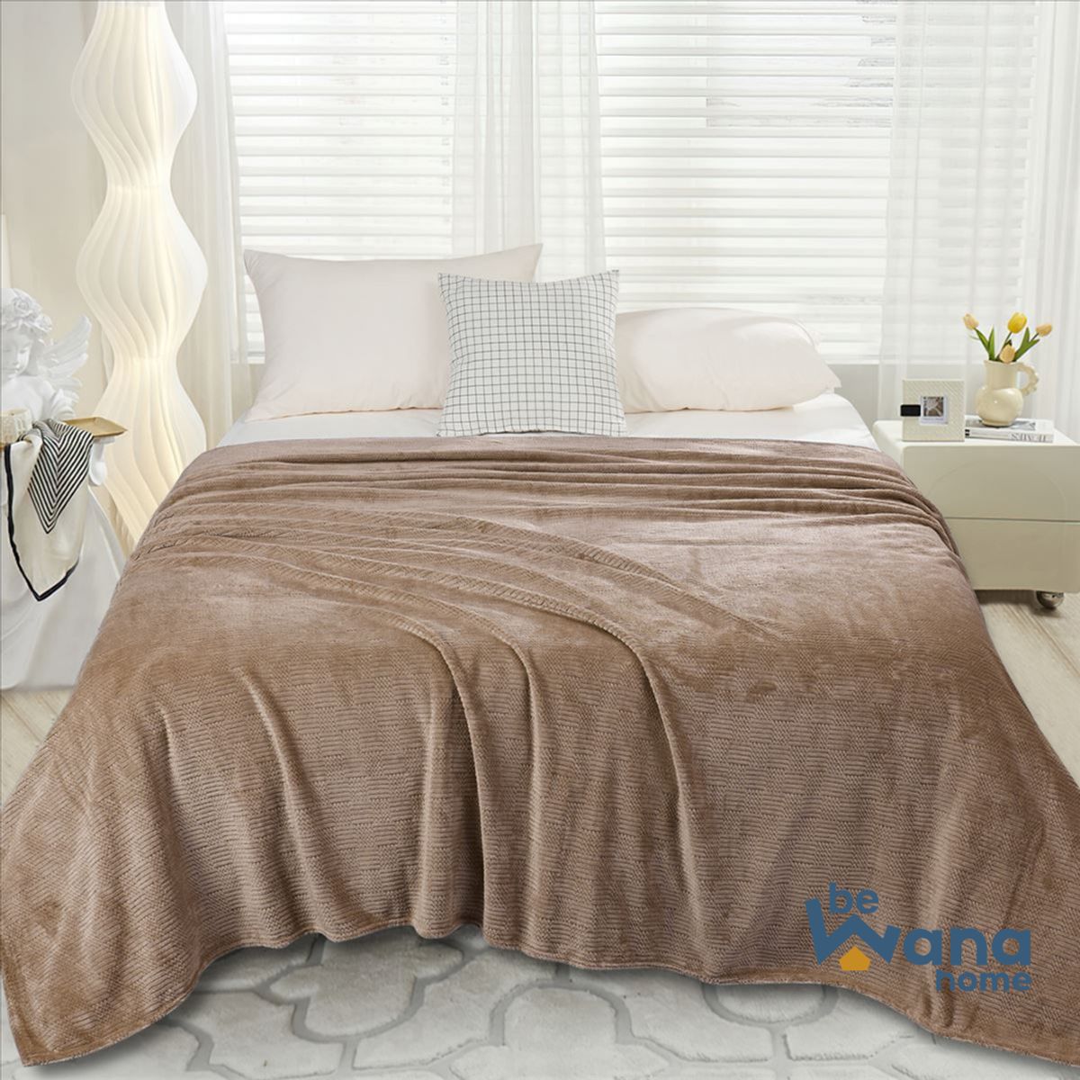 CASATEX - Manta Antialérgica Delgada Piel de Angel PREMIUM 2PLAZAS BROWN