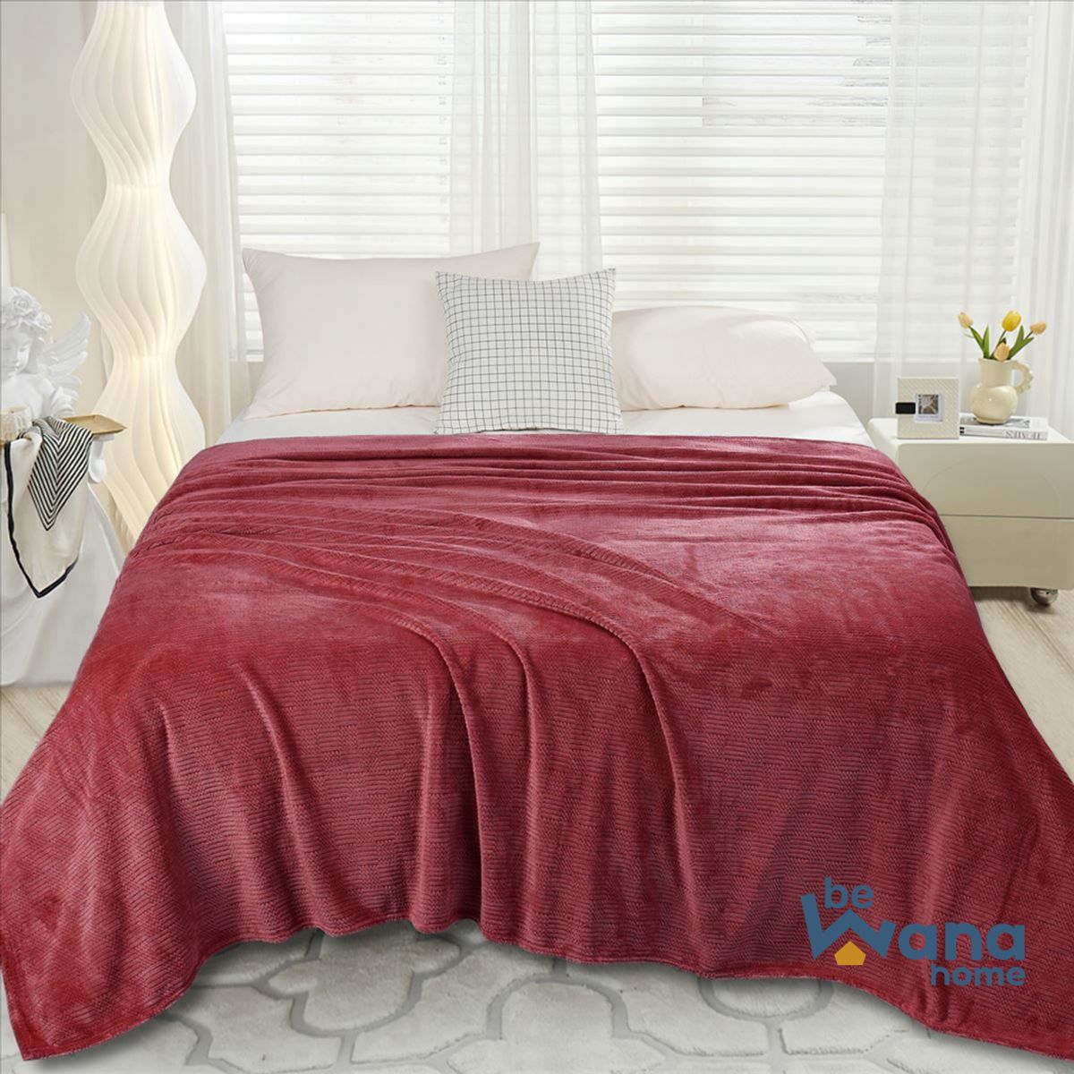 CASATEX - Manta Antialérgica Delgada Piel de Angel PREMIUM 2PLAZAS VINO