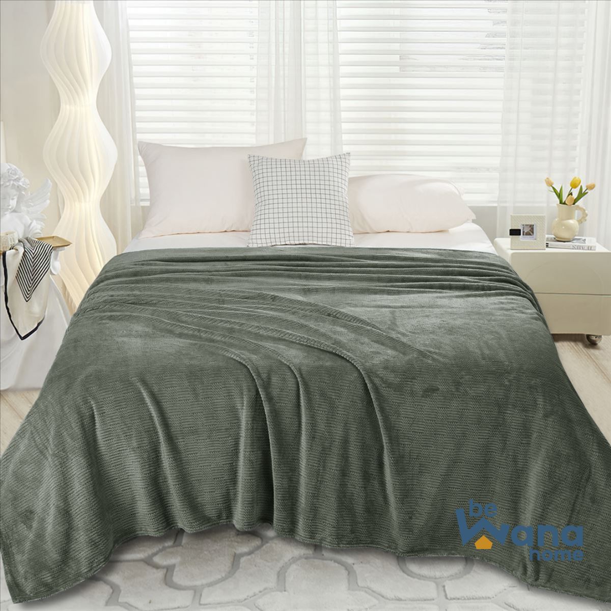 CASATEX - Manta Antialérgica Delgada Piel de Angel PREMIUM 2PLAZAS VERDE OSC