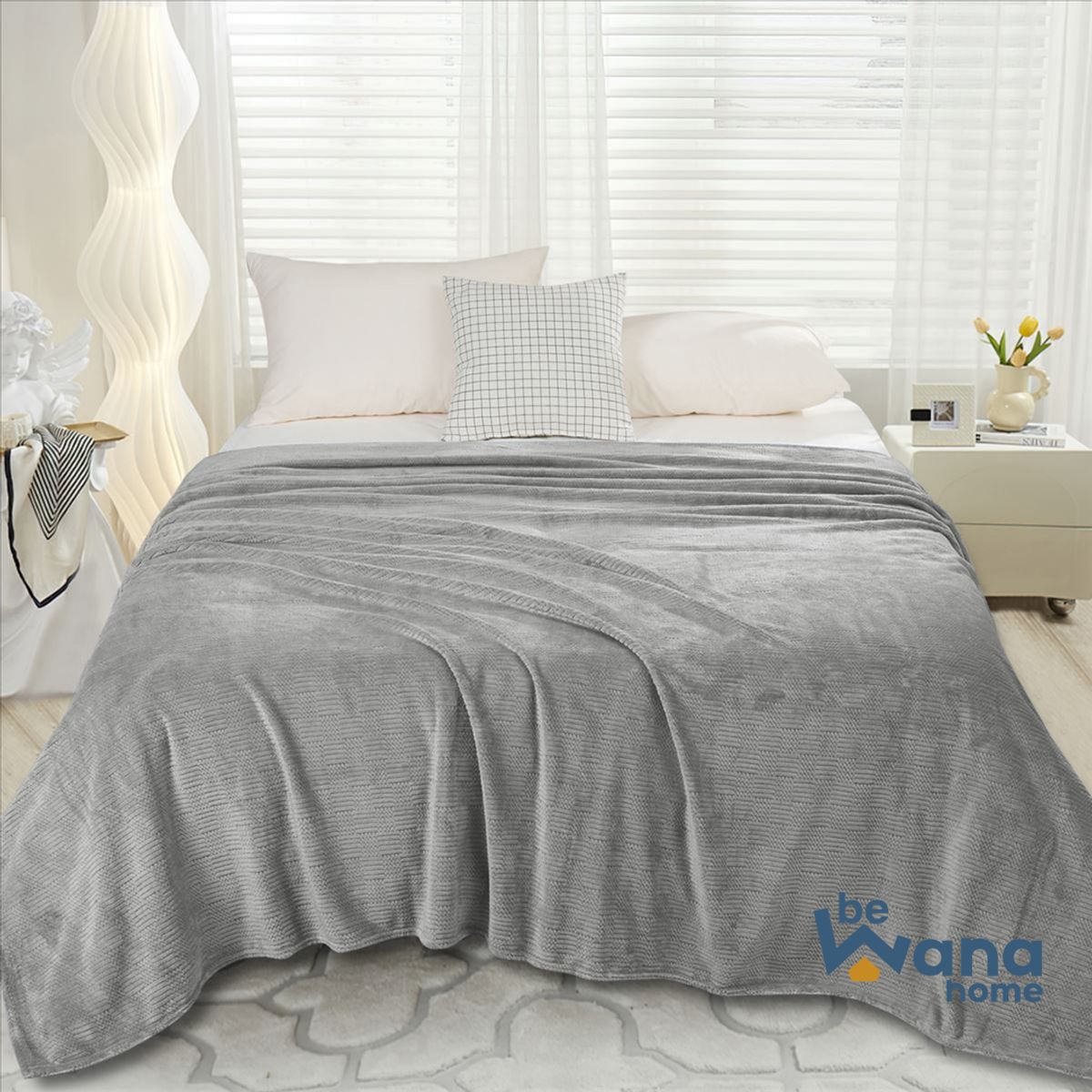 CASATEX - Manta Antialérgica Delgada Piel de Angel PREMIUM 2PLAZAS PLOMO