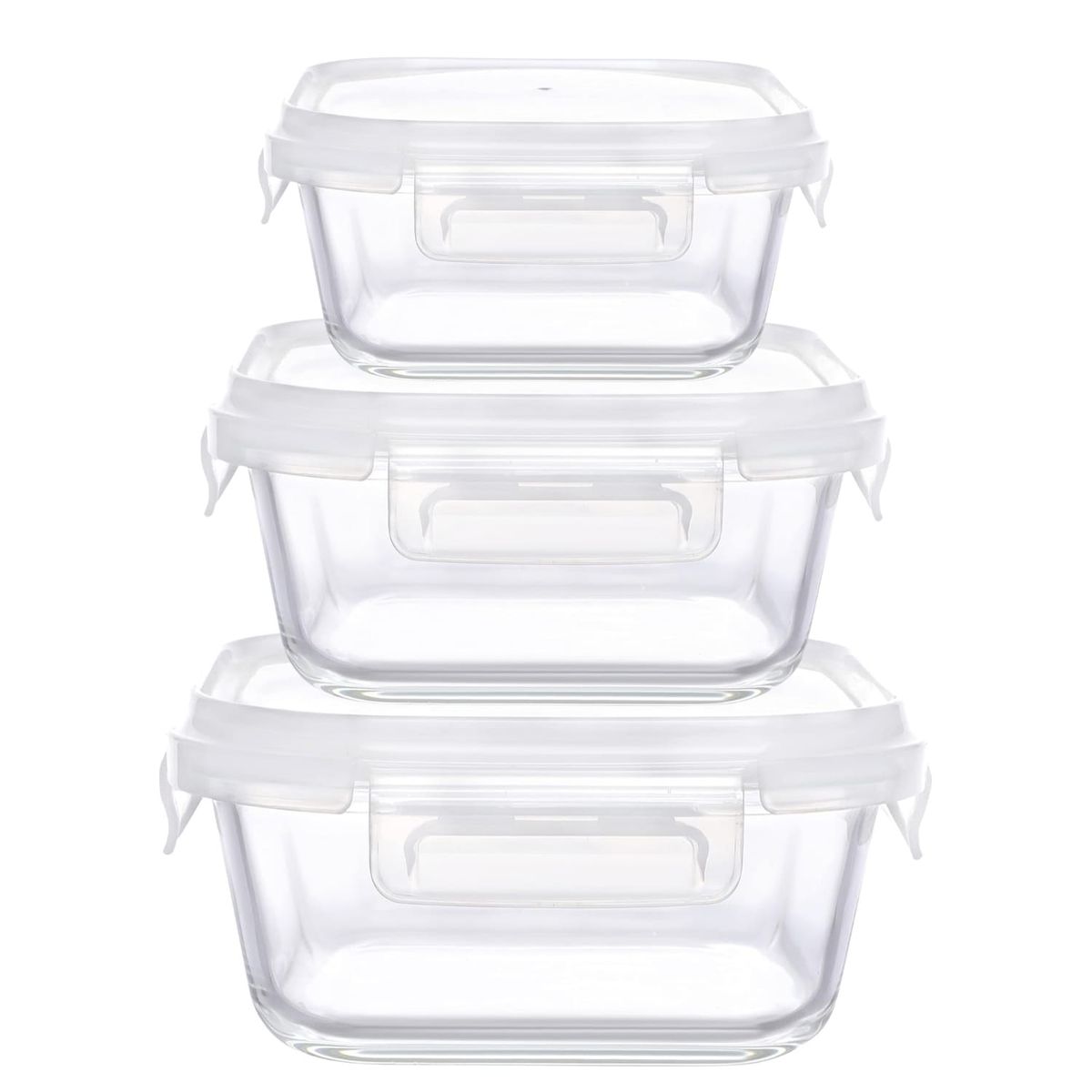 PENTHA - Taper de Vidrio Hermético Cuadrado Set de 3 Unidades
