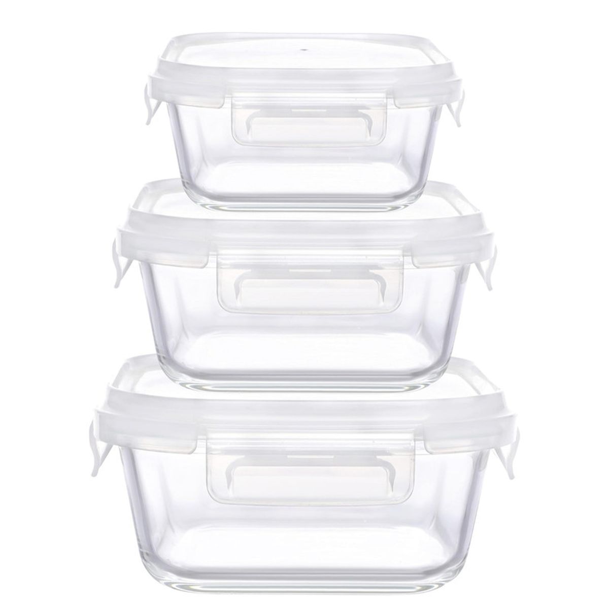 PENTHA - Taper de Vidrio Hermético Cuadrado Set de 3 Unidades