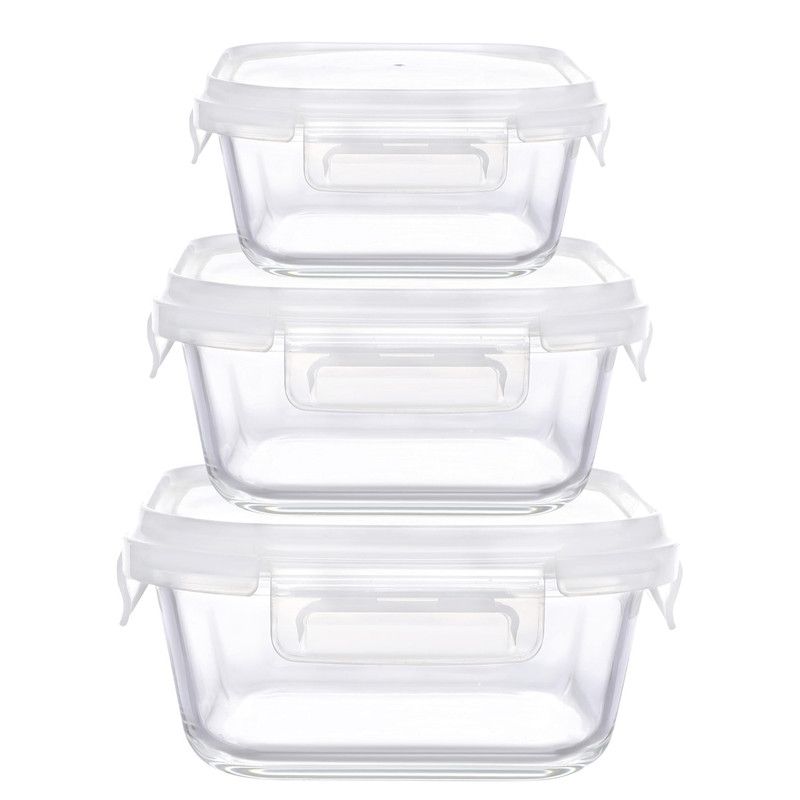 OEM - Taper de Vidrio Hermético Cuadrado Set de 3 Unidades