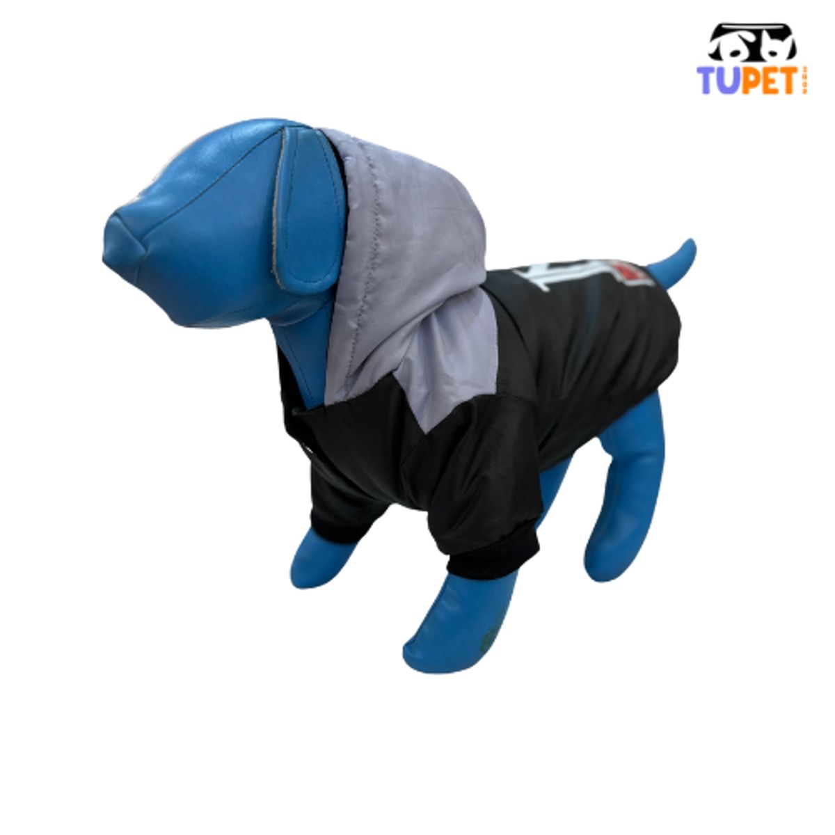 TUPET SHOP - Casaca Impermeable M Dog Capucha Plomo Talla 2