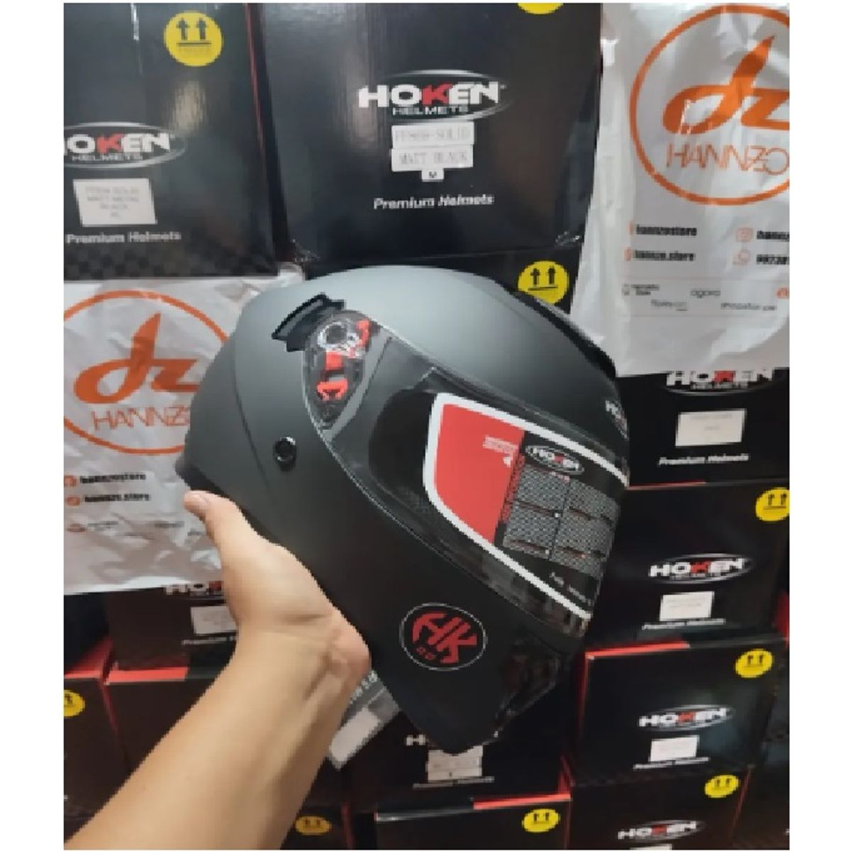 GENERICO - Casco De Moto Negro Marca Hoken  Certificado Y Stock