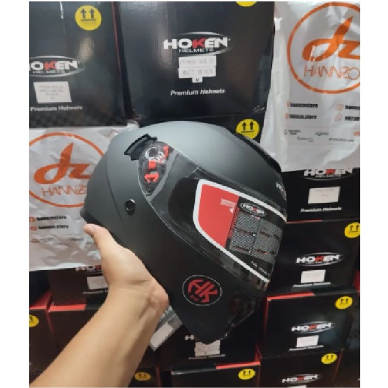 GENERICO - Casco De Moto Negro Marca Hoken  Certificado Y Stock