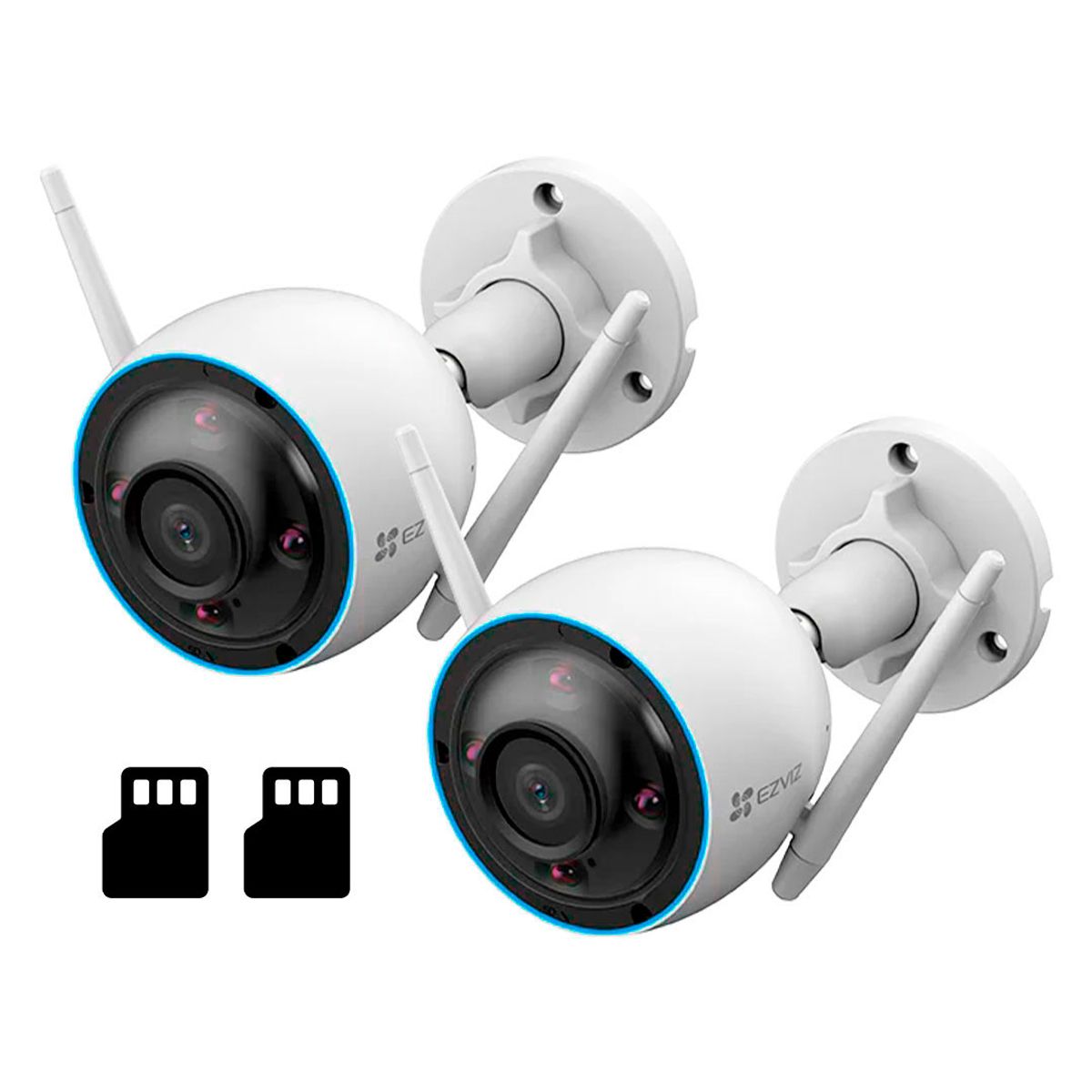 EZVIZ - EZVIZ H3 2K 2-PACK 128GB Cámara de Seguridad WIFI 3MP ext