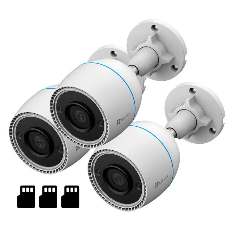 EZVIZ - EZVIZ H3C 1080P 3-PACK 128GB Cámara de Seguridad WIFI 2MP