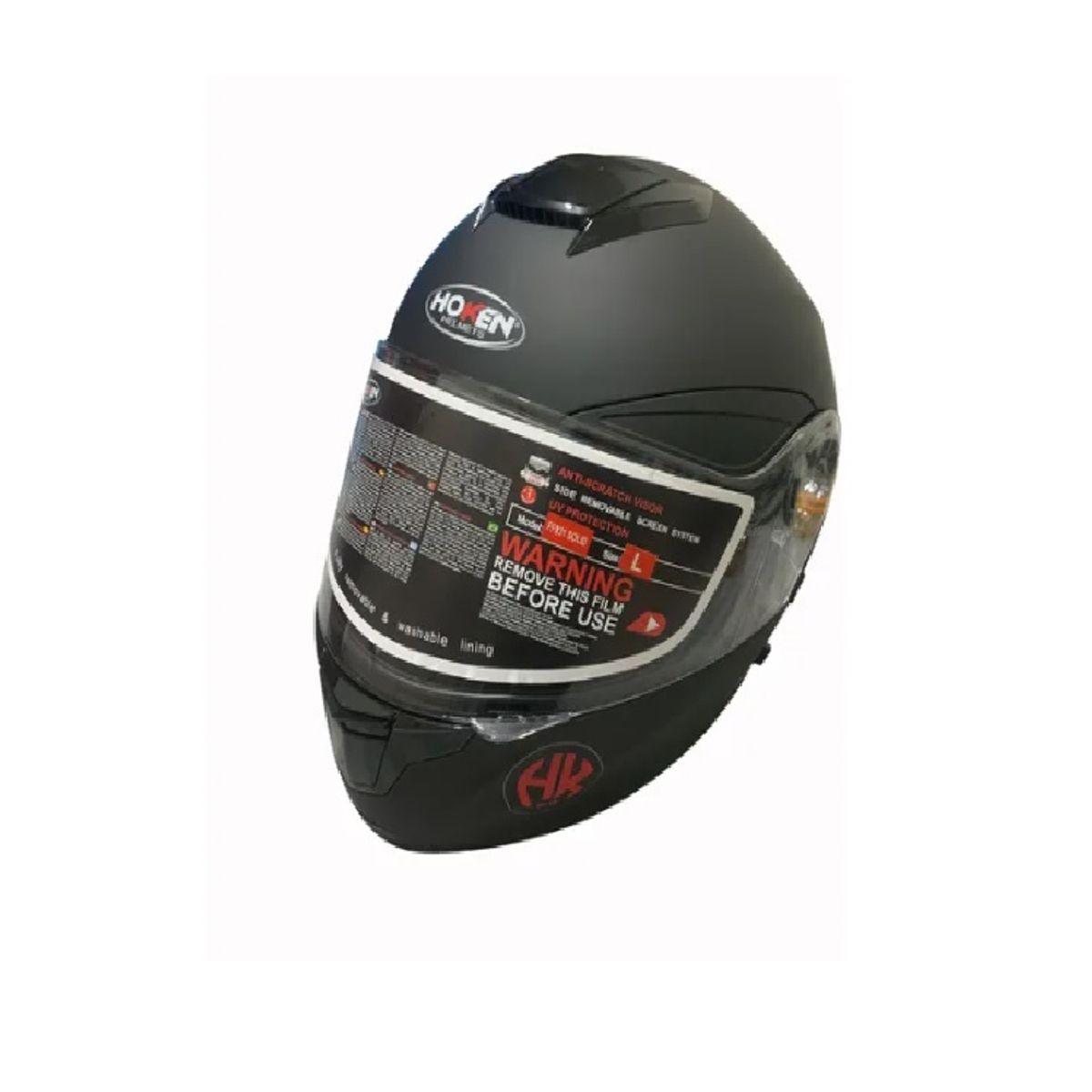 GENERICO - Casco De Moto Negro Marca Hoken  Certificado Y Stock