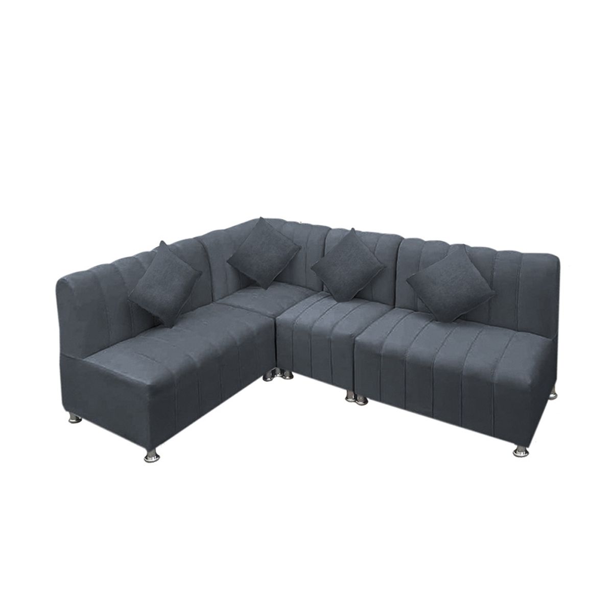 MOVENDA - Sofá Seccional en L Treveris 5 Cuerpos Plomo Movenda
