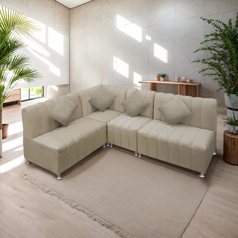 MOVENDA - Sofá Seccional en L Treveris 5 Cuerpos Beige Movenda