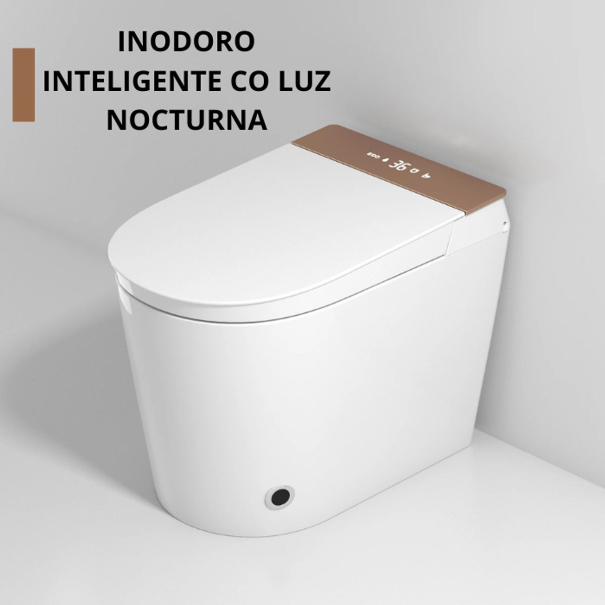 GENERICO - INODORO INTELIGENTE CON PANTALLA LED CON BIDÉ INTEGRADO BLANCO CON DORADO