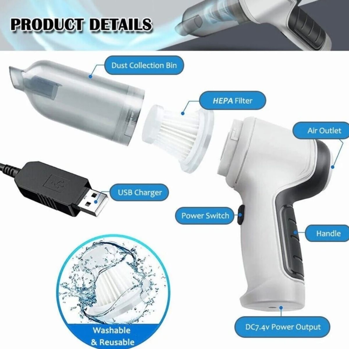GENERICO - Aspiradora De Mano Portatil Para Automovil Hogar Exteriores