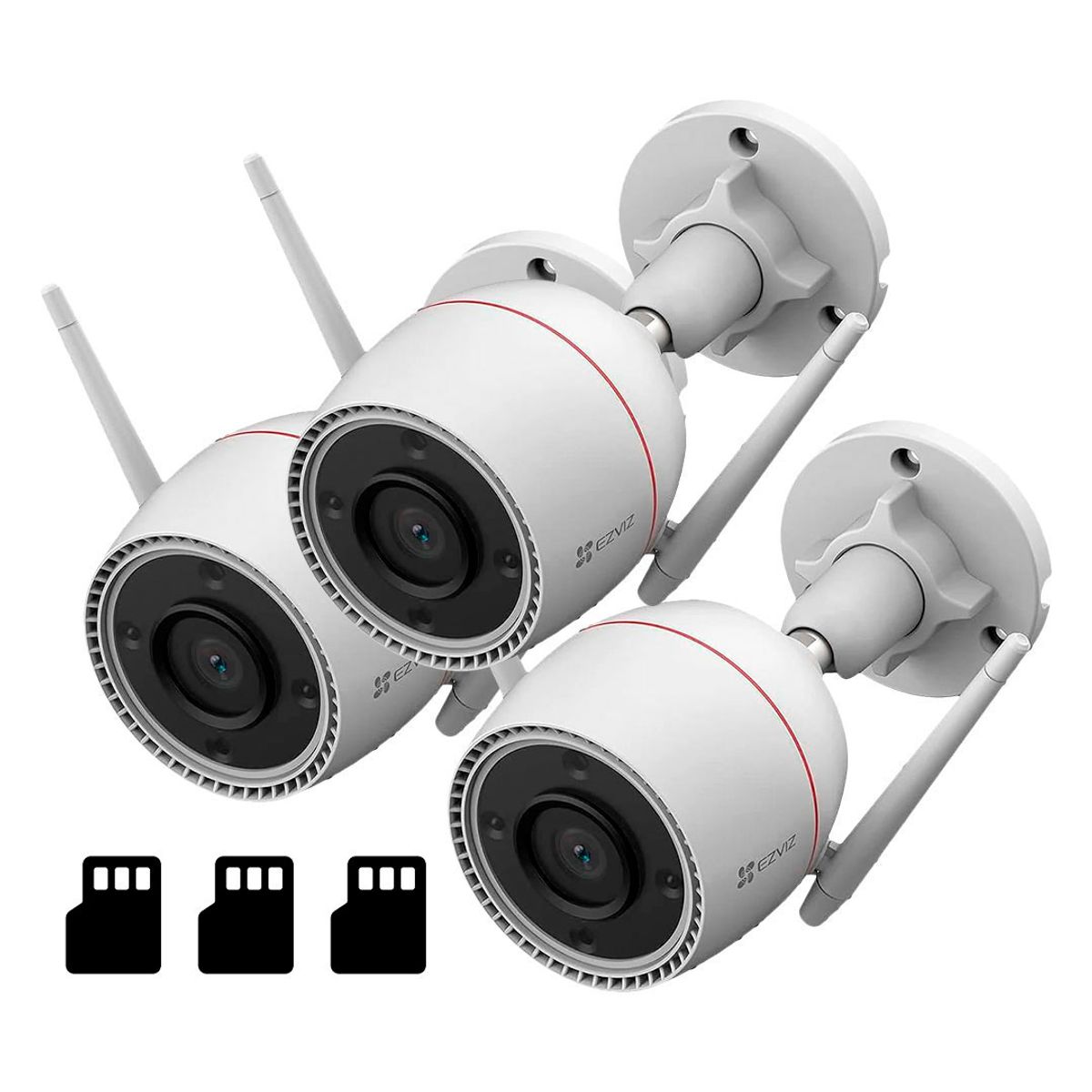 EZVIZ - EZVIZ H3C 3K 3-PACK 256GB Cámara de Seguridad WIFI 5MP ext