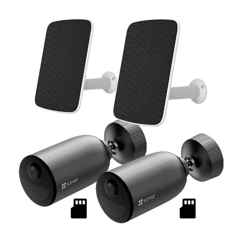 EZVIZ - EZVIZ EB3 2K 2-PACK 256GB Cámara de Seguridad WIFI 3MP Solar