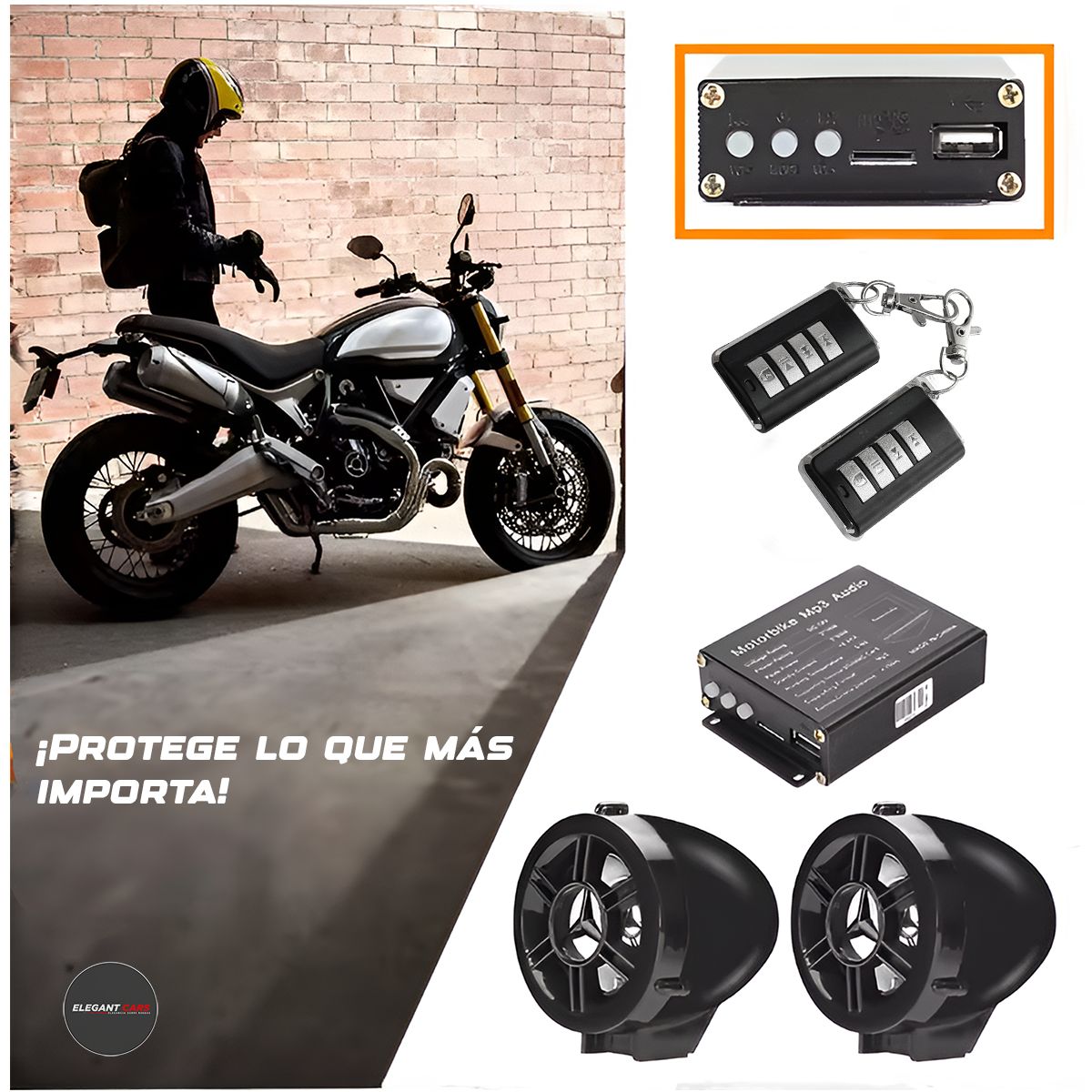 GENERICO - Alarma radio mp3 con bluetoo para moto +control