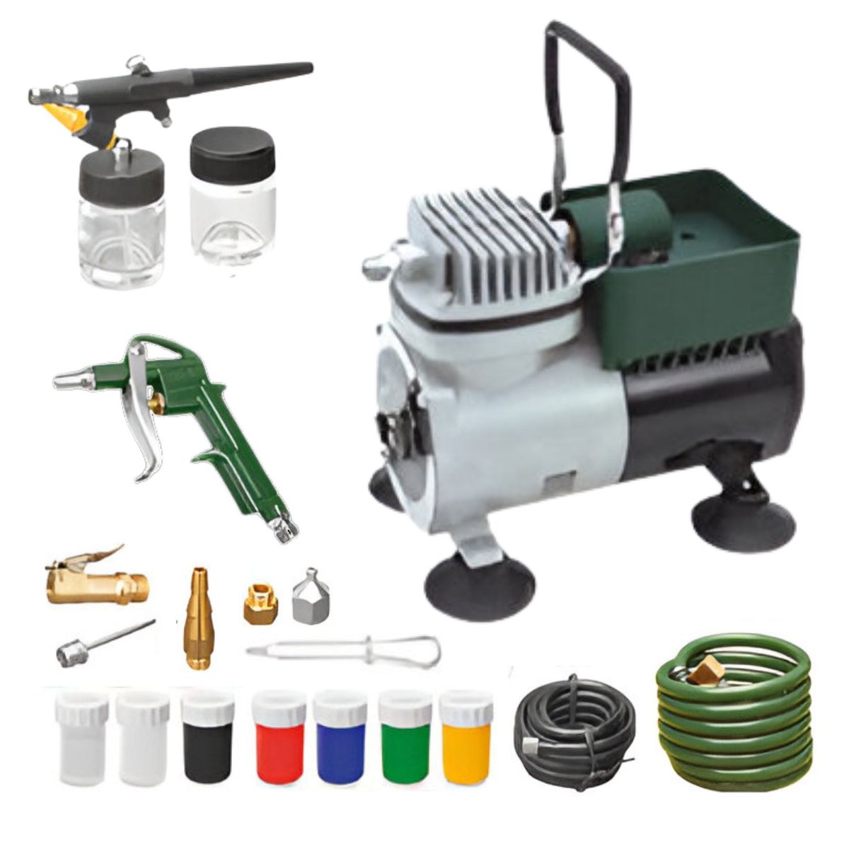 GENERICO - Kit mini compresora con aerógrafo Enzo