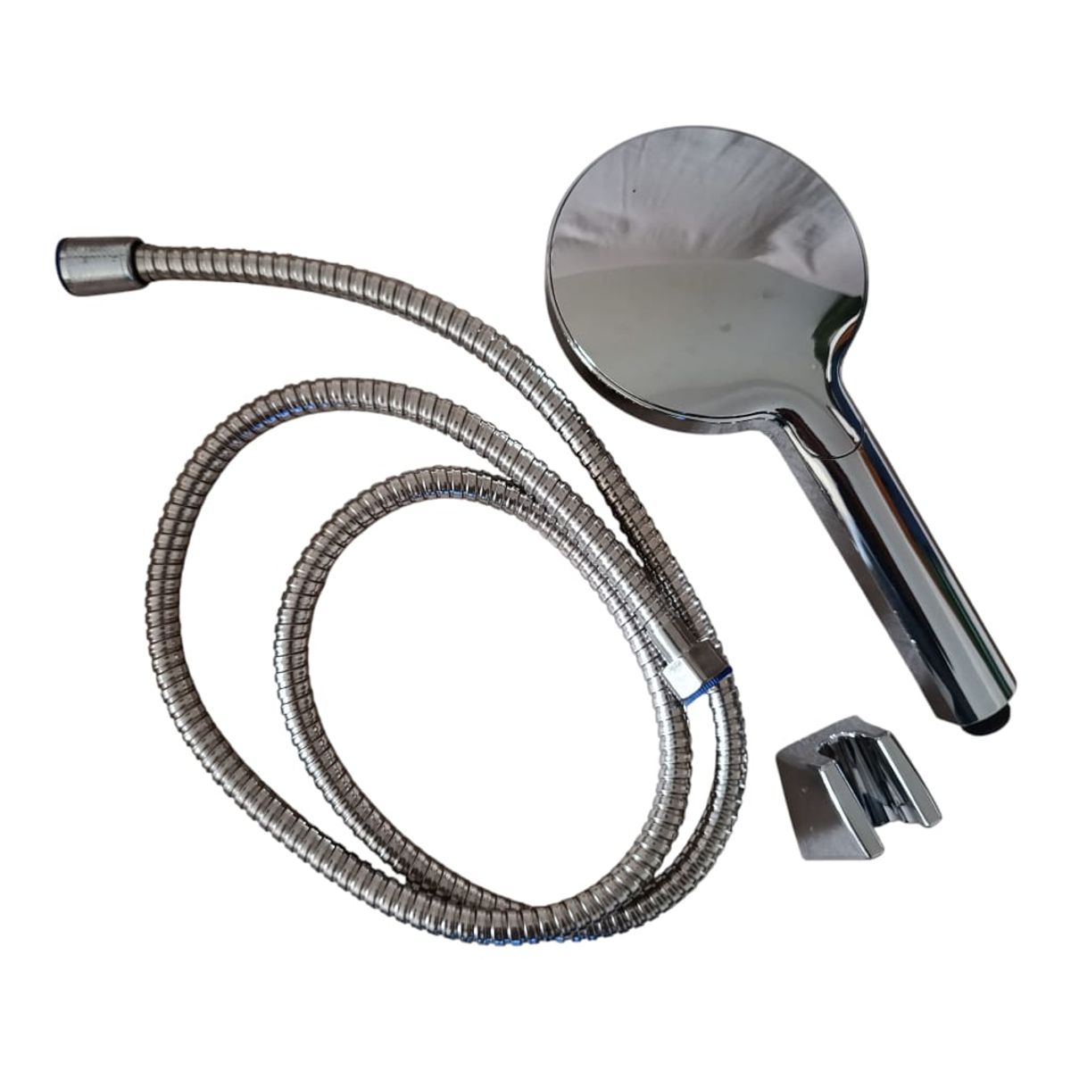 GENERICO - Set de Ducha Teléfono botón 5 pulgadas Cromado con Manguera y Soporte