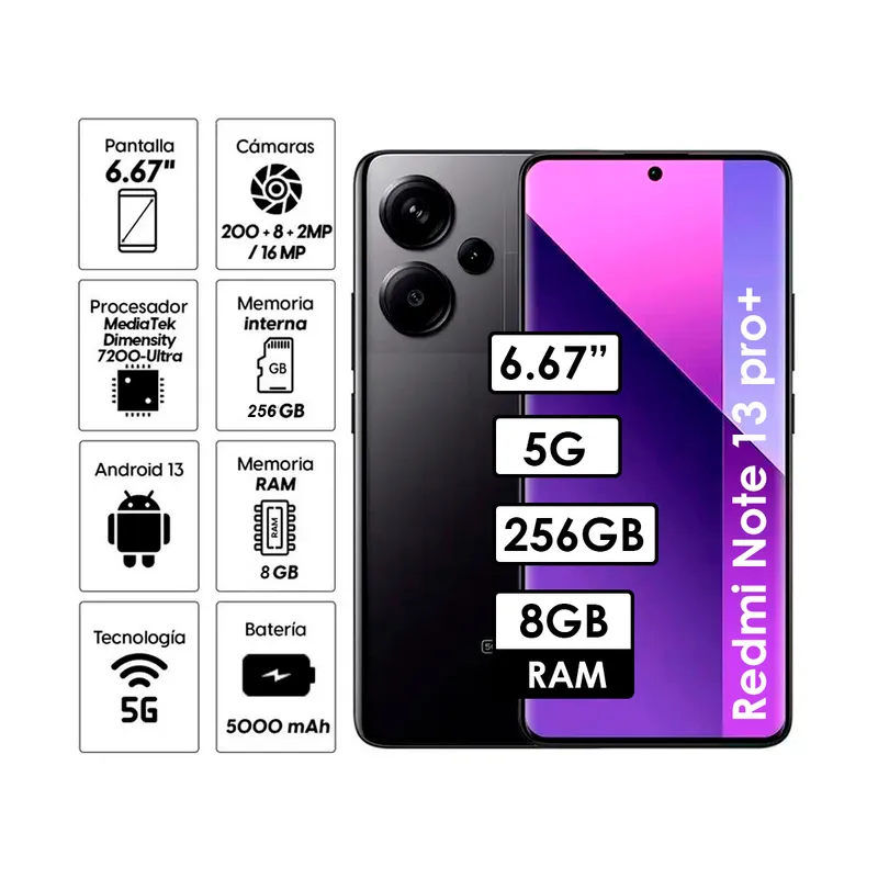 REDMI - Celular Redmi Note 13 PRO PLUS  5G 8GB RAM 256GB NEGRO