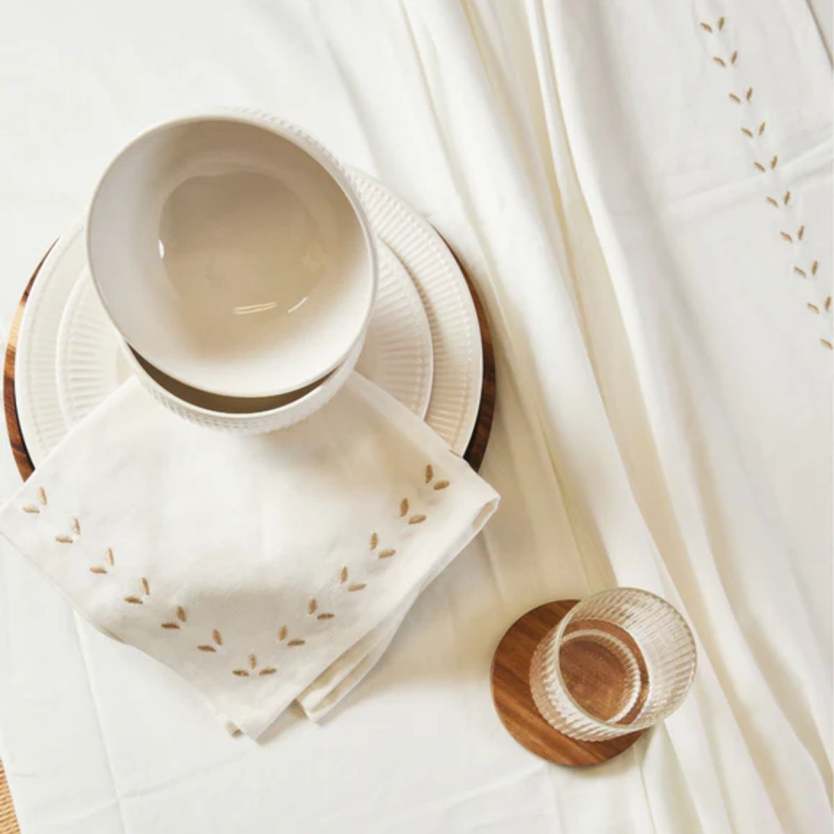 CLAUDIA RIVA HOME - Pack 4u Servilleta de Algodón Hojas